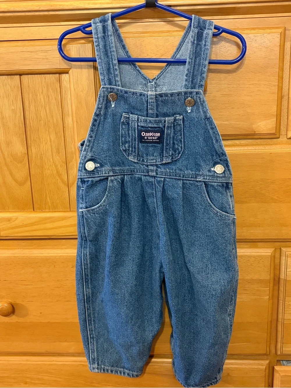 Vintage OshKosh B'Gosh Girls' Denim Overalls w/Pink Details Size 18 Months